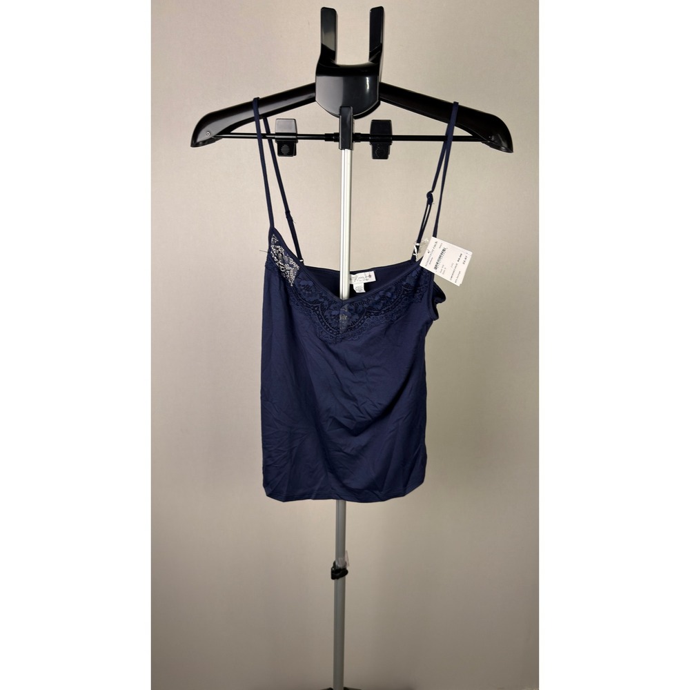 In Bloom by Jonquil Navy Blue Lace V-Neck Camisole Adjustable Straps Small NWT